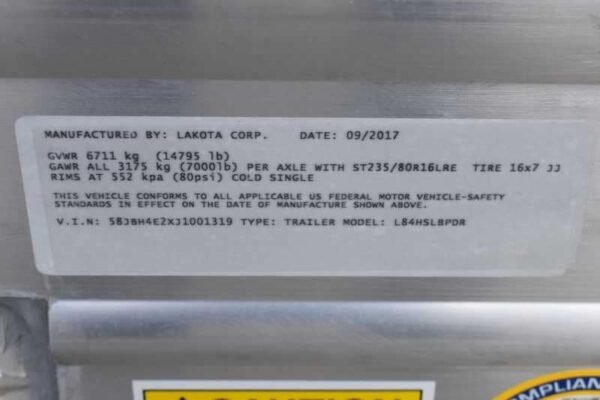 2018 lakota 84hbpsl 4 horse trailer with 2′ short wall