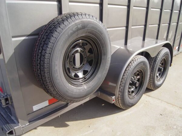 20ft charcoal gooseneck livestock cattle trailer (2) 7k axles