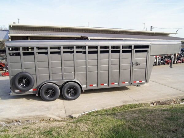 20ft charcoal gooseneck livestock cattle trailer (2) 7k axles