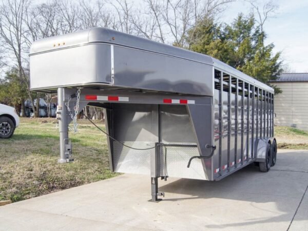 20ft charcoal gooseneck livestock cattle trailer (2) 7k axles